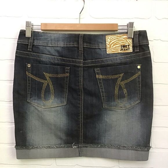 ROXY jeans mini skirt five pockets essential Alex low rise dark blue size 7 - Picture 2 of 10